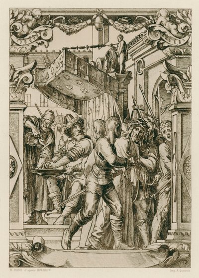 イエス・キリスト、ピラトが手を洗う (彫刻) 作： Hans (after) Holbein the Younger