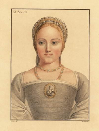 メアリー・ゾウチ、ジェーン・シーモアを待っている女性、1812年（彫刻） 作： Hans (after) Holbein the Younger