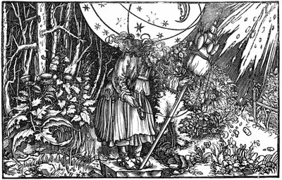 糸を紡ぐ老婆（魔女か妖精 作： Hans (after) Holbein the Younger