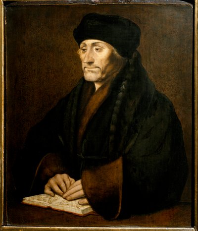 オランダの人文主義者、ディディエ・エラスム（ロッテルダムのエラスムス）（1469 - 1536）の肖像。Holbein Hans the Young (1497-1543) の原画に倣った絵画 Galleria Sabauda Turin ©Luisa Ricciarini/Leemage 作： Hans (after) Holbein the Younger