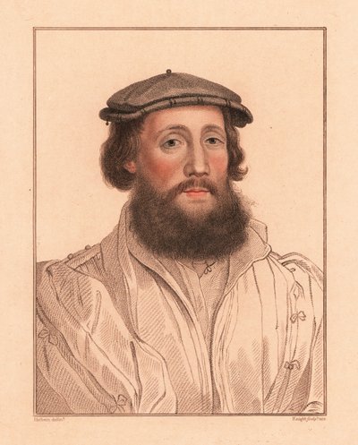 未知の男の肖像、ヘンリー 8 世王の宮廷、c. 1532年、1812年（彫刻） 作： Hans (after) Holbein the Younger