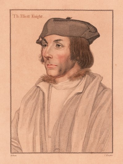 トーマス・エリオット卿、英国の外交官および学者、1812年（彫刻） 作： Hans (after) Holbein the Younger