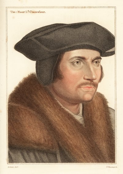 トーマス・モア卿、ヘンリー 8 世大法官、1812 年 (彫刻) 作： Hans (after) Holbein the Younger