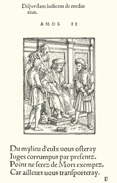 堕落した裁判官（エングレービング 作： Hans (after) Holbein the Younger