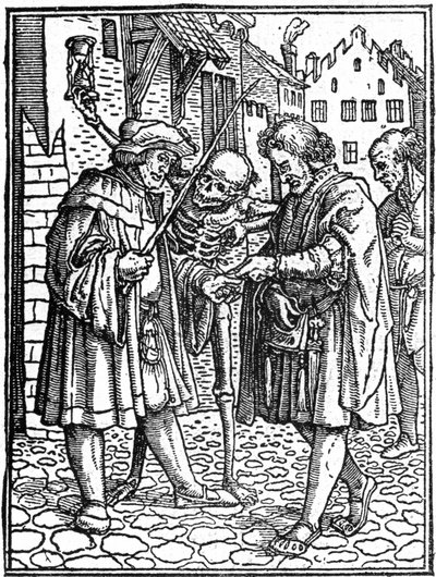 若き日のハンス・ホルベイン（1497-1543）の模擬死：弁護士（エングレーヴィング 作： Hans (after) Holbein the Younger