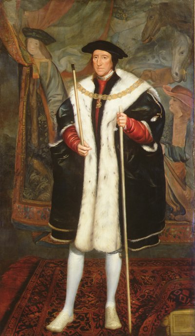 トーマス・ハワード、ノーフォーク公爵、ガーターの襟を身に着けている（キャンバスに油彩） 作： Hans (after) Holbein the Younger