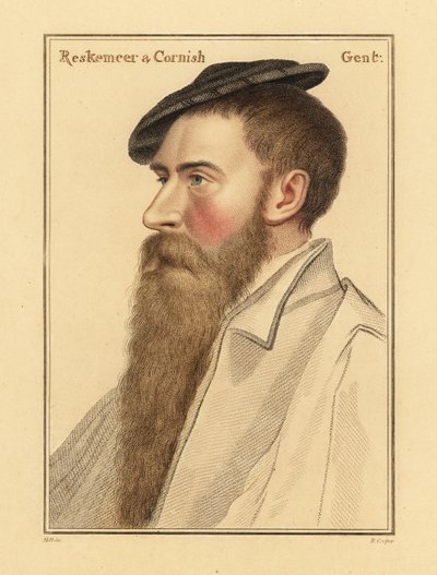 ウィリアム・レスキマー、ヘンリー8世の廷臣。 1812年（彫刻） 作： Hans (after) Holbein the Younger
