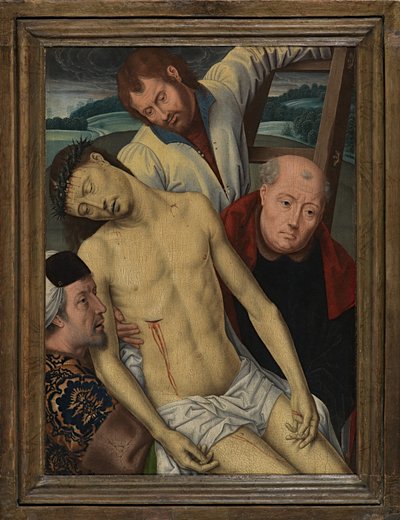 十字架からの降下、c.1491-1519（パネルに油彩） 作： Hans (after) Memling