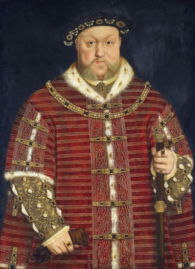 ヘンリー8世 - イングランド王ヘンリー8世の肖像 par Holbein, Hans, the Younger, Workshop of . 木に油彩、サイズ：93x68 作： Hans (school of) Holbein