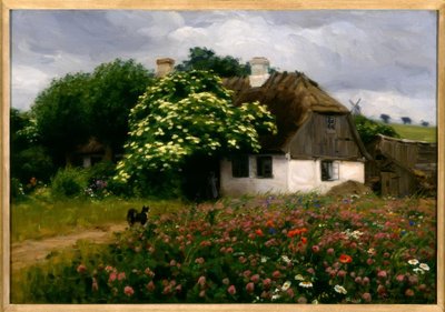 ヘンドレンデキルデ、中庭の花の草原 作： Hans Andersen Brendekilde