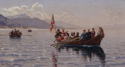 ソグネフィヨルドの結婚式の行列（キャンバスに油彩） 作： Hans Andreas Dahl