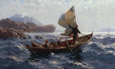 オセルバーの女性、男性、子供（キャンバスに油彩） 作： Hans Andreas Dahl