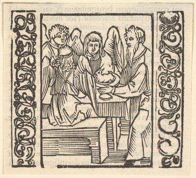 エンゼルスはテーブルで奉仕しました、Speculum Passionis、1507、1507からのイラスト。 作： Hans Baldung