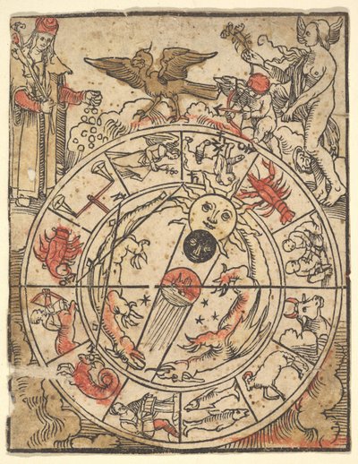 金星、キューピッド、および司教聖人と黄道帯の兆候のグラフ。 作： Hans Baldung