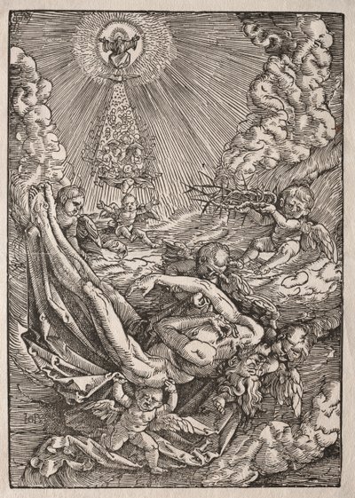 天使によって天国に運ばれたキリスト 作： Hans Baldung