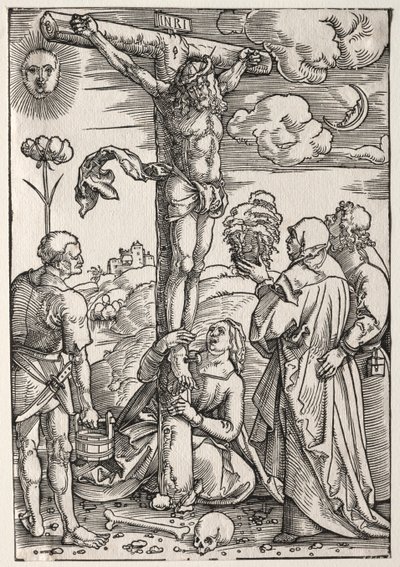 メアリー、セントジョン、メアリーマグダーレン、セントステファンとの十字架上のキリスト、1505年。 作： Hans Baldung
