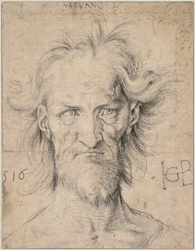 ひげを生やした老人土星の頭、1516年 作： Hans Baldung