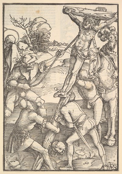 十字架の上昇、反対側： 十字架の上昇、Speculum Passionis Domini ...、1507. 作： Hans Baldung