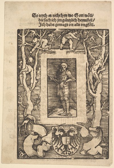 1513年、中央の男と鎧のタイトルボーダー。 作： Hans Baldung