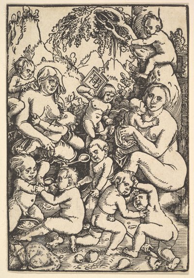 子供を持つ 2 人の母親が死ぬキンデラウエ、カリフォルニア州。 1512年。 作： Hans Baldung