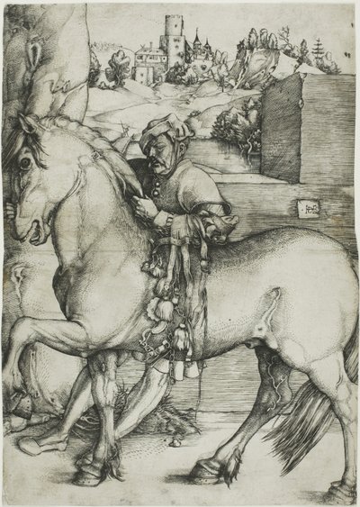 馬に手綱を掛ける花婿 作： Hans Baldung Grien
