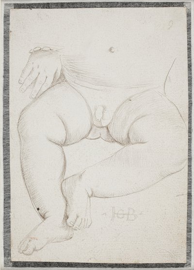 小さな男の子のお腹、ひざ、脚、ブレスレットを持った片手 作： Hans Baldung Grien