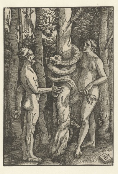 ヘビと一緒のアダムとイブ 誘惑 作： Hans Baldung Grien