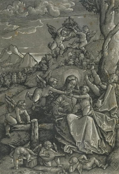 風景の中の子供と天使とマドンナ 作： Hans Baldung Grien