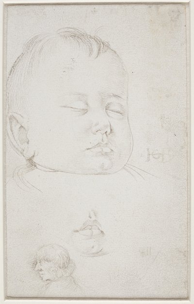 四分の一横顔の小さな男の子の頭、半開きの口、 作： Hans Baldung Grien
