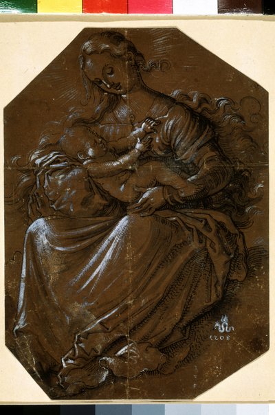 "Virgin and Child" (Virgin and Child) Hans Baldung (1484-1545) による茶色の紙にインクとペンで描く 16 世紀 プーシキン美術館、モスクワ 作： Hans Baldung Grien