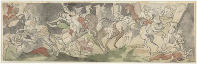 騎手との戦闘シーン、右のヤエルとシセラ 作： Hans Bock (der Jungere)