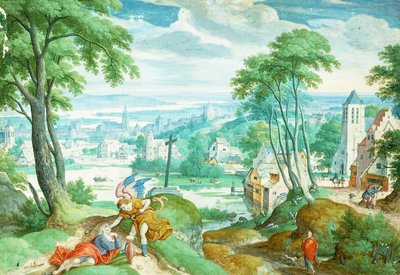 エリヤと天使、1583 作： Hans Bol