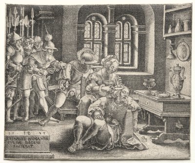 サムソンとデリラ、1545年。 作： Hans Brosamer