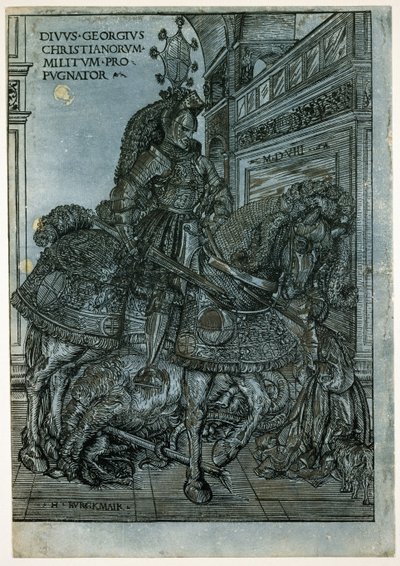 セントジョージオンホースバック、1508年（キアロスクーロの木版画） 作： Hans Burgkmair