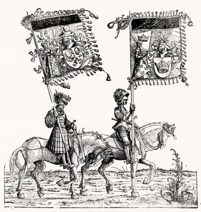 2人の騎士騎士、マクシミリアンの凱旋行列、1516-18年 作： Hans Burgkmair