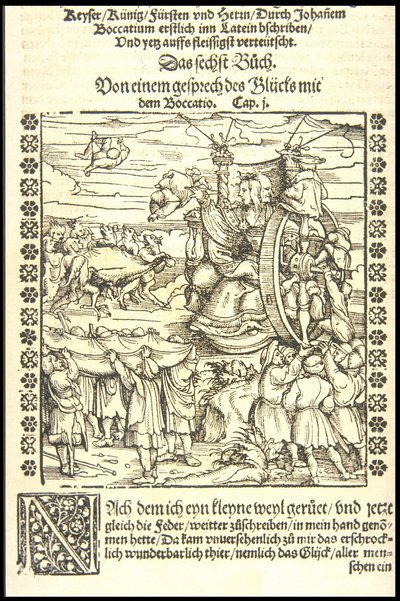 ホイールオブフォーチュン、約1545年。 作： Hans Burgkmair the Elder