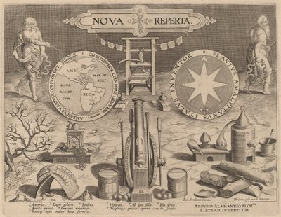 Nova Reperta (新発見) のタイトル ページ 作： Hans Collaert the Younger after Jan van der Straet