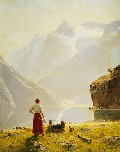 ノルウェーのフィヨルドの夏の日 作： Hans Dahl