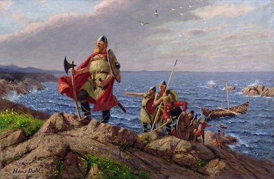 レイフ・エリクソンがアメリカを発見（キャンバスに油彩） 作： Hans Dahl