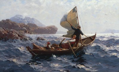 Mulher, homem e criança em um Oselver 作： Hans Dahl