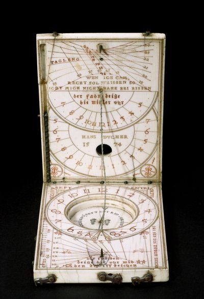 タブレットコンパス日時計、Nurenberg、1574（259577-79も参照） 作： Hans Ducher