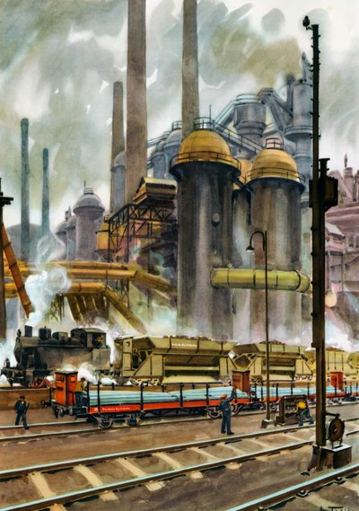 ドイツ鉄道 - ザールラント州フォルクリンゲンのレヒリング工場における鉱石と重量物の輸送 作： Hans Friedrich