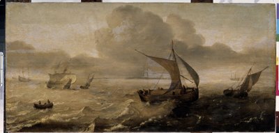 ""La tempete en mer" (嵐の海) ハンス・ゴデリス (1622-1642) 画 17 世紀 エルミタージュ美術館、サンクトペテルブルク 作： Hans Goderis