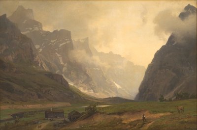 Romsdalen のトロール ピーク: 右側の Romsdalshorn のふもと 作： Hans Gude
