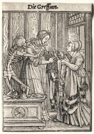 死のダンス：伯爵夫人。 作： Hans Holbein