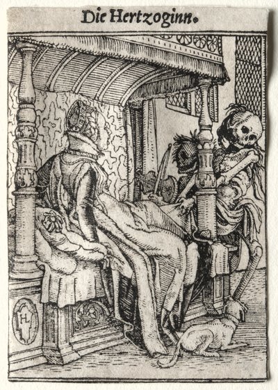 死のダンス：公爵夫人。 作： Hans Holbein