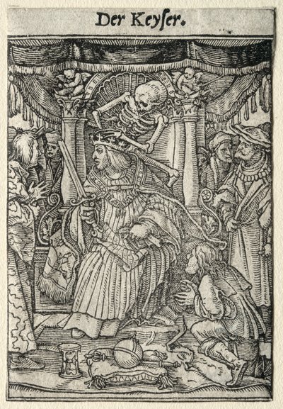 死のダンス：皇帝。 作： Hans Holbein