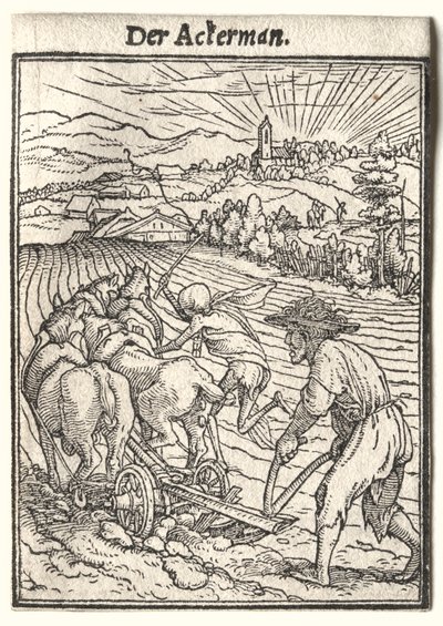 死のダンス：プラウマン。 作： Hans Holbein