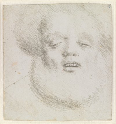 下から見たひげを生やした男の顔の頭 作： Hans Holbein d.Æ.