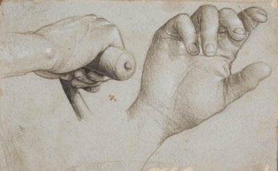 クロスボウマンの手と聖セバスチャンの右手の研究 作： Hans Holbein d.Æ.